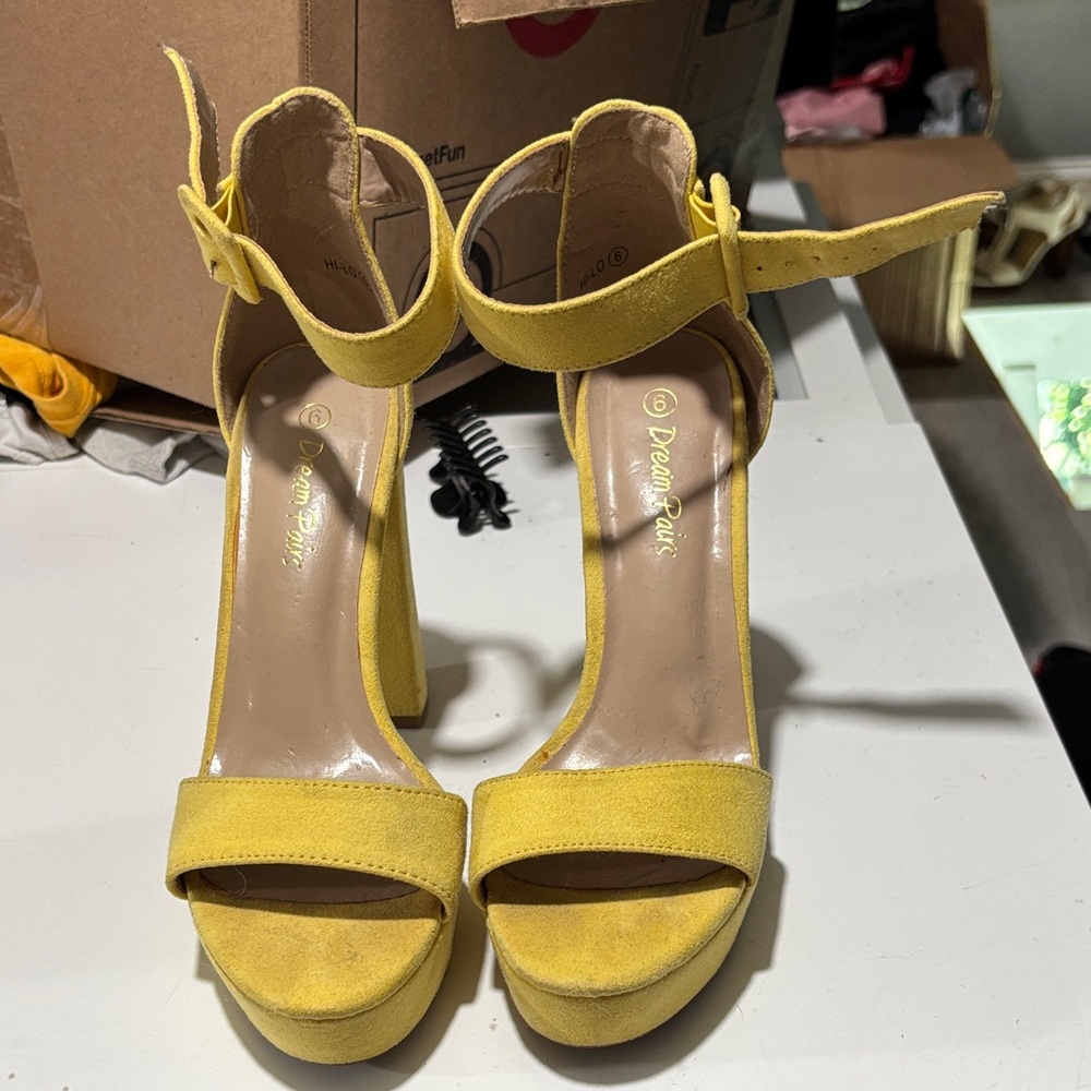 Dream Pairs Yellow Heels